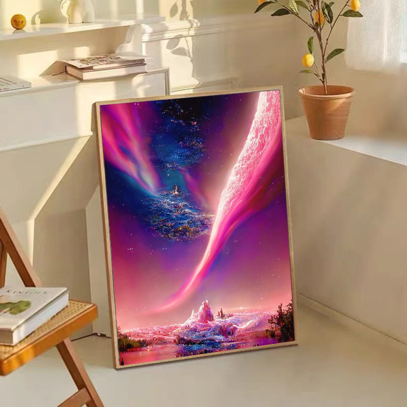 极光5D钻石画满钻客厅卧室点贴钻十字绣小风景系列星空夜景钻石绣