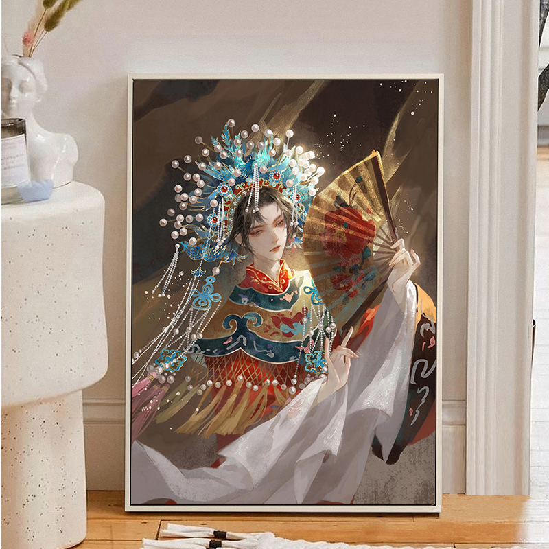 高颜值戏曲数字油画2025新款手工diy填充丙烯油彩画客厅走廊装饰图片