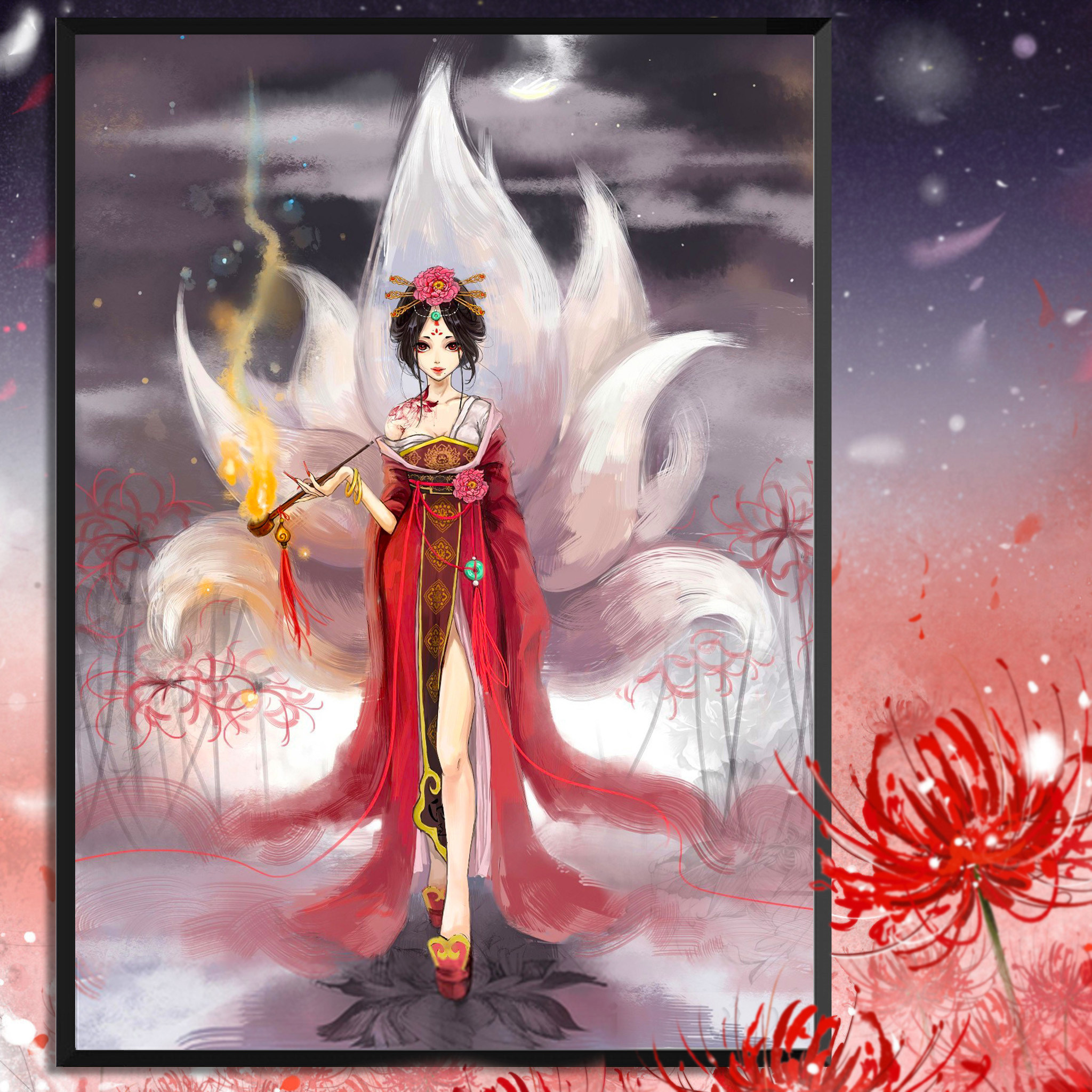 魅惑九尾狐|动漫钻石画满钻2022卧室贴砖十字绣装饰钻石绣