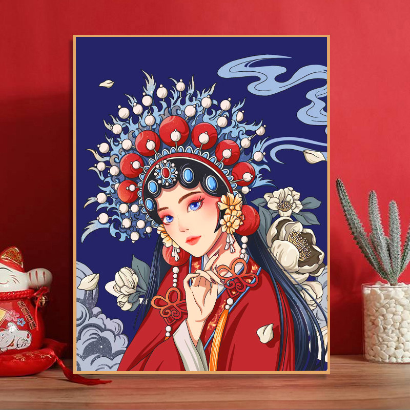 古风花旦人物钻石画满钻新款中国风京剧美人贴钻十字绣砖石画新款