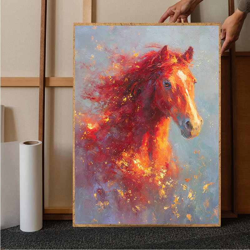 红色骏马图钻石画手工diy十字绣