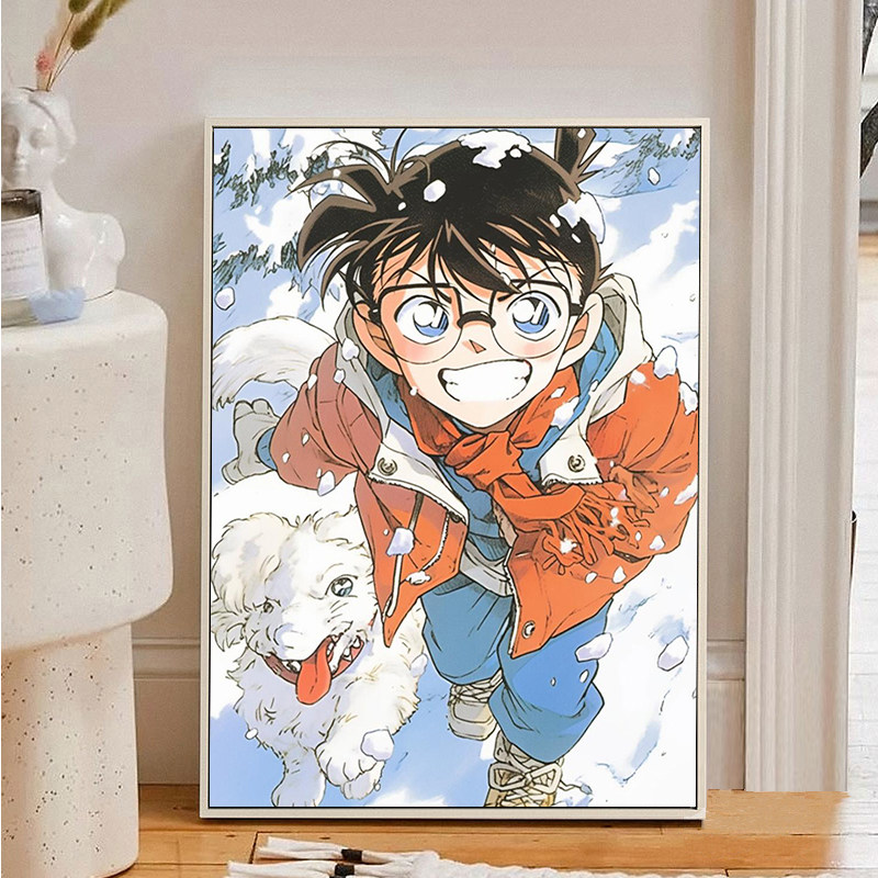 高难度柯南数字油画手工diy涂色图片