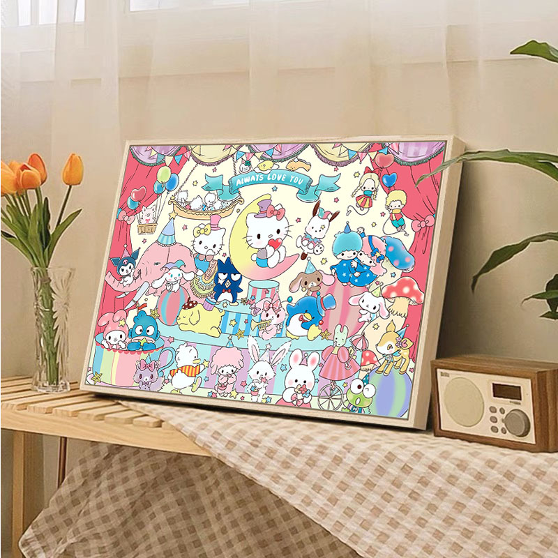 三丽鸥全家福十字绣5d钻石画满钻图片