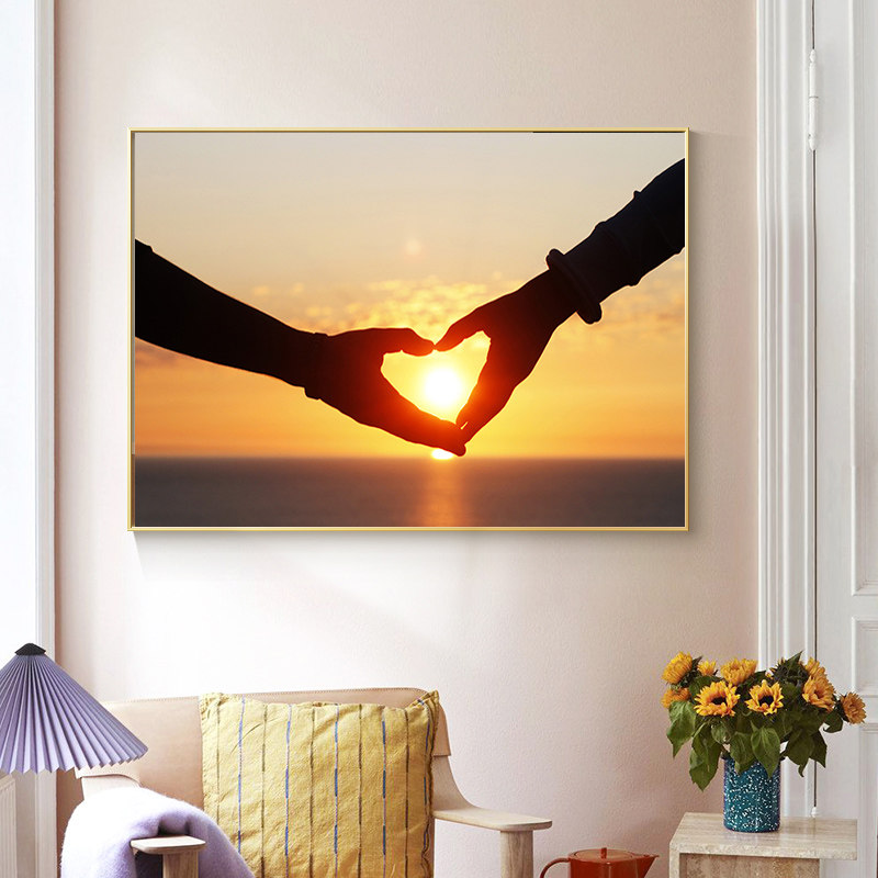 夕阳日落爱心温馨卧室手工钻石画满钻贴钻简约客厅十字绣2022新款