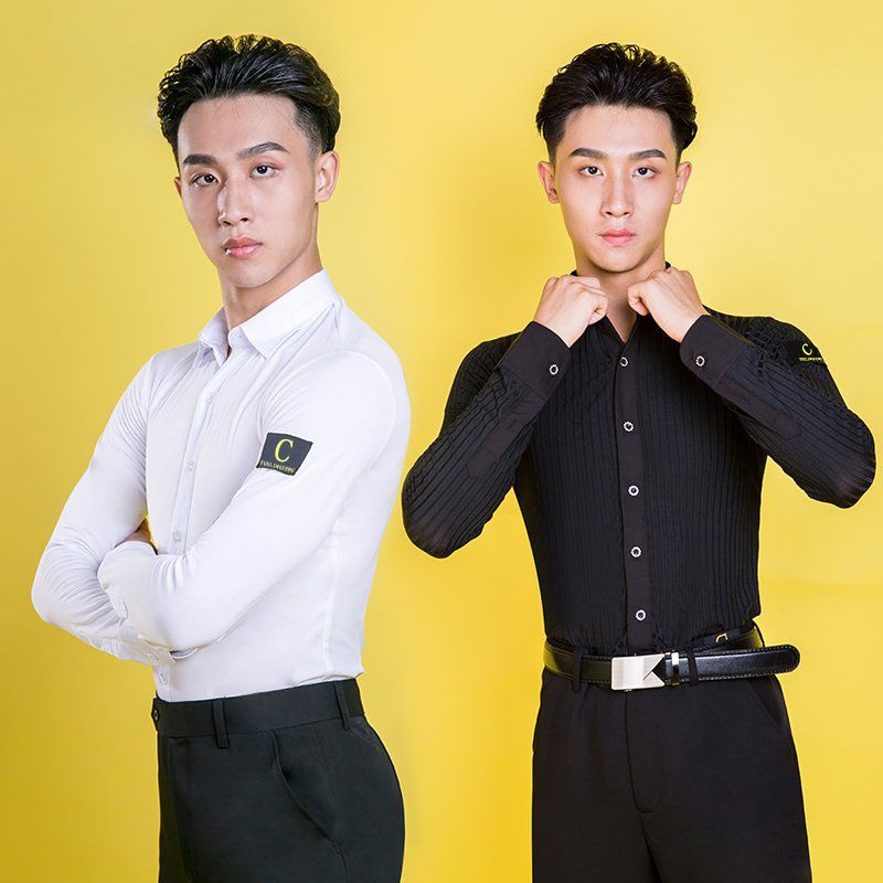 拉丁舞服男士舞蹈服上衣摩登舞成人舞蹈练功服衬衫DA799