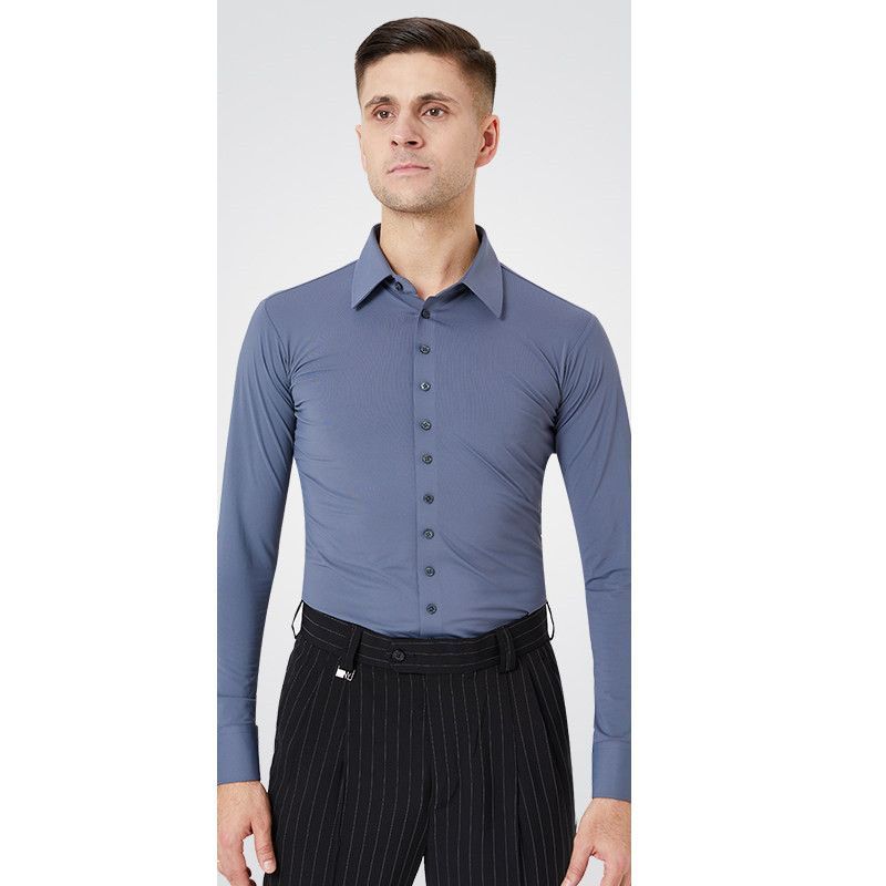 摩登舞服男士比赛衬衣舞服练功服探戈跳舞服国标舞服