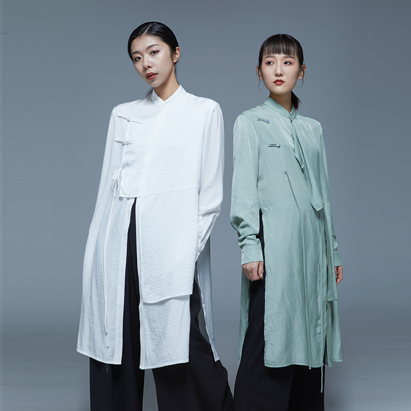 古典舞舞蹈中长衬衫现代舞飘逸垂感练功服中国舞宽松上衣