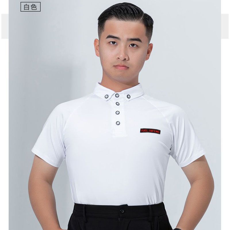 男士国标舞速干上衣夏季新款短袖摩登舞服拉丁舞交谊舞练功服