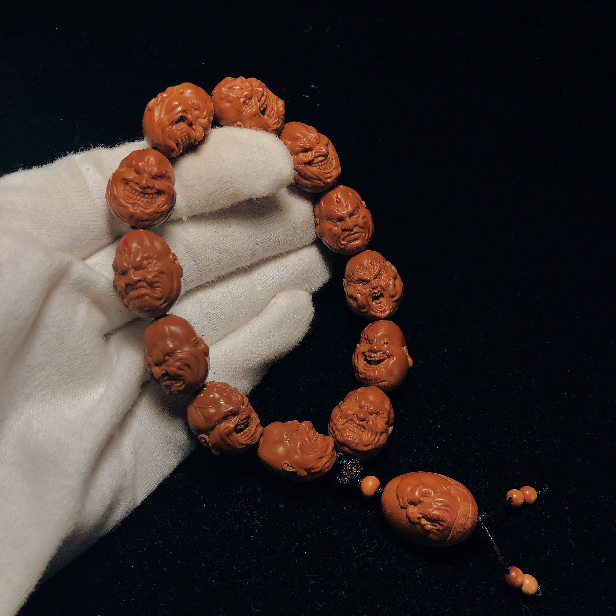 核雕王朝正版山鬼新款小核恶僧佛爷全套手串手持苏工橄榄核文玩