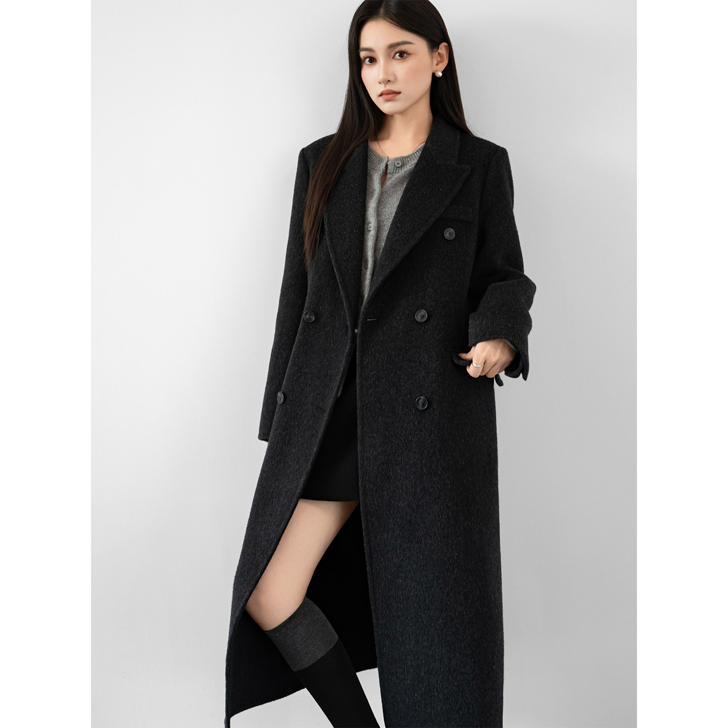 2025秋冬新款中长款高级感宽松气质毛呢外套女装大码胖mm呢子大衣