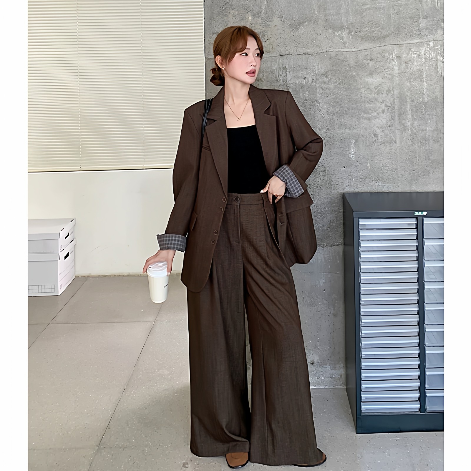 2026春季大码女装套装老钱风西装外套宽松休闲阔腿裤两件套女胖mm,女装/女士精品,大码套装,淘宝优惠券,粉丝福利购,淘宝优惠卷