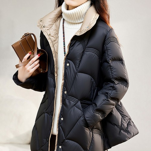 秋冬轻薄款羽绒服女中长款白鸭绒