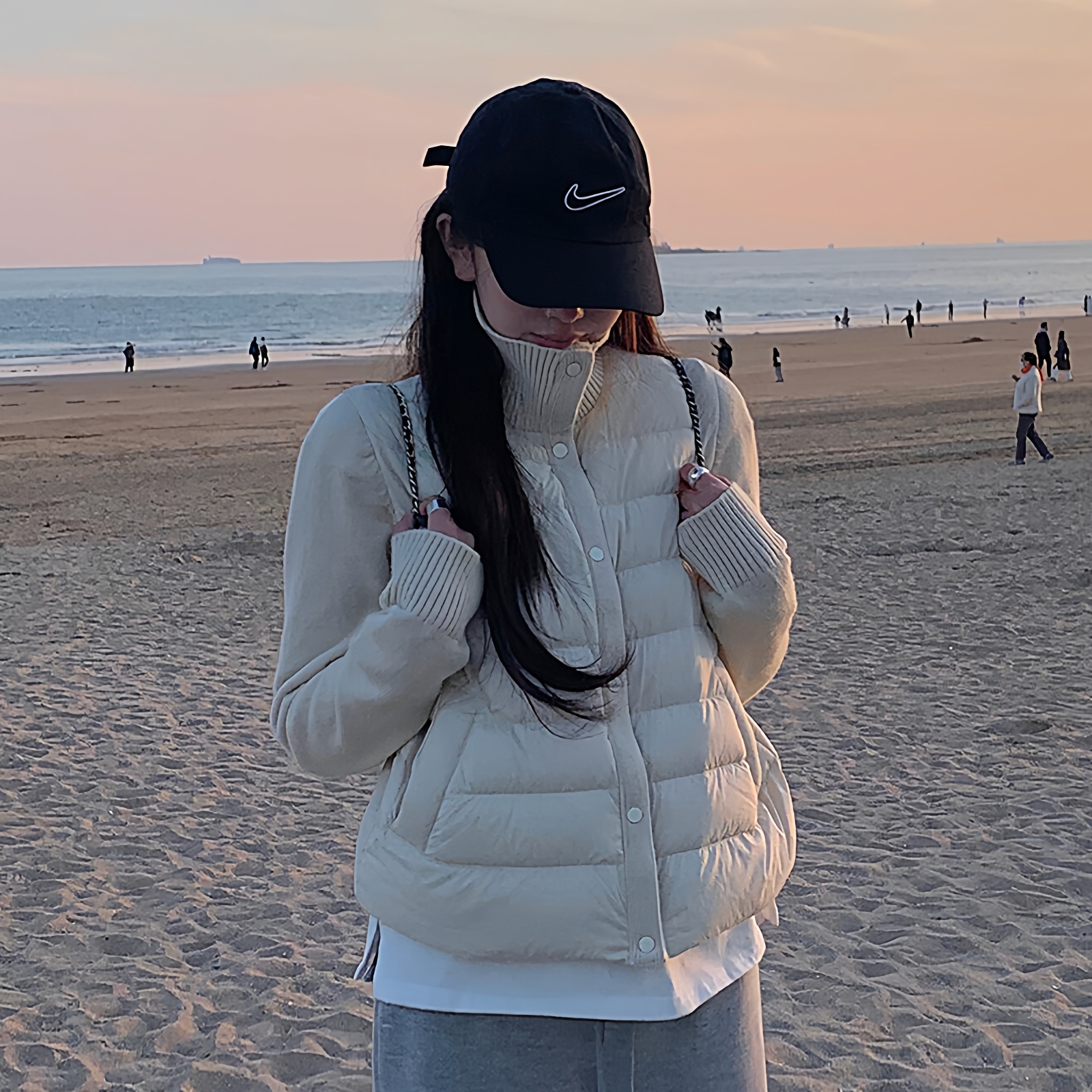 保暖90绒排骨针织白鸭绒羽绒服女