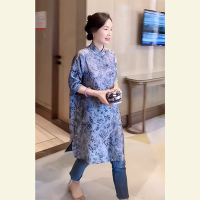 宽松显瘦长款衬衫上衣女大码胖mm