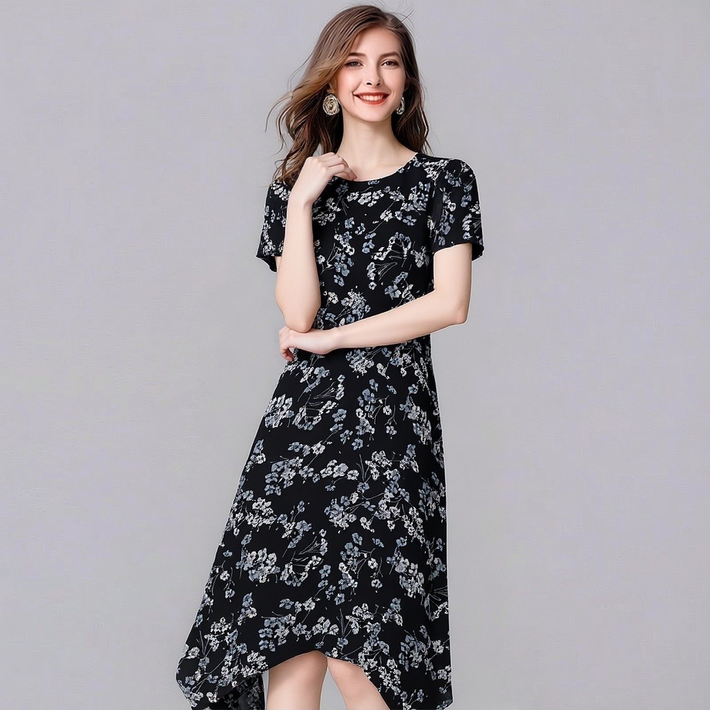 大码女装系带收腰短袖波西尼亚碎花雪纺及膝连衣裙子2026夏季新款,女装/女士精品,连衣裙,淘宝优惠券,粉丝福利购,淘宝优惠卷