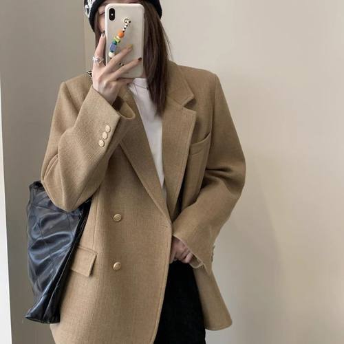 西装毛呢外套大码女短款呢子大衣