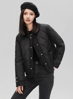 小香风轻薄90白鸭绒羽绒服女时尚短款小个子显瘦2025年秋冬装新款