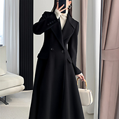 大码 a字过膝呢子大衣2025年秋冬新款 女装 赫本风毛呢外套收腰长款