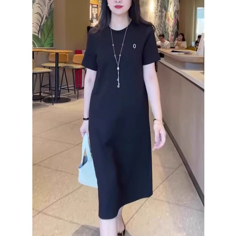 高级感胖mm显瘦气质宽松遮肚子黑色连衣裙子夏季简约通勤大码女装