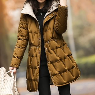 两面穿拼色白鸭绒羽绒服女装中长款压胶轻薄外套大码胖mm秋冬新款