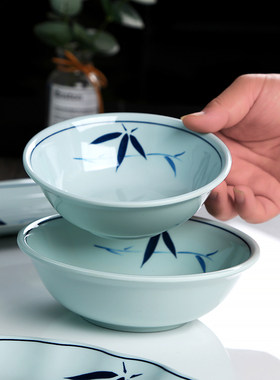 密胺反口尖底面碗塑料汤碗早餐碗