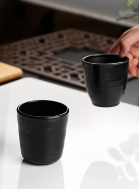 A5密胺杯仿瓷水杯磨砂塑料茶杯黑色日式餐厅饭店火锅防摔杯子商用