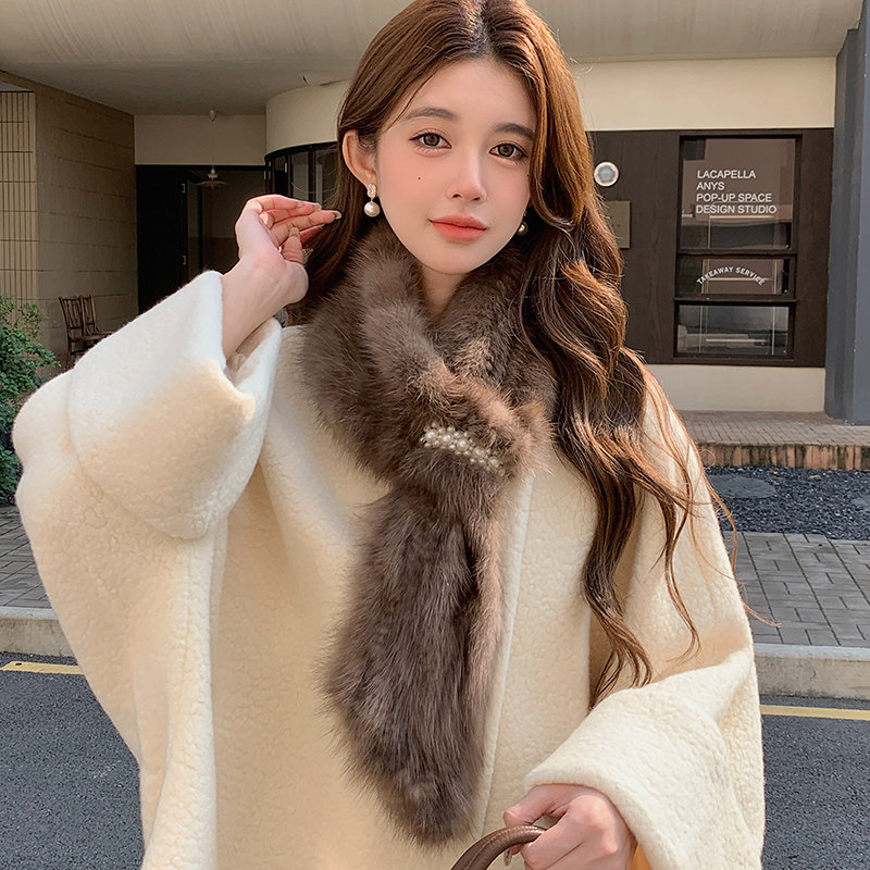 紫貂毛围巾女士冬季保暖皮草围脖