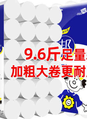 9.6斤丽邦卫生纸加粗大卷纸5层厚原木浆无芯卷筒纸厕纸手纸家用纸