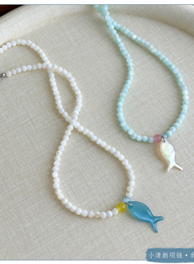 小众设计清甜海洋风小鱼吊坠项链