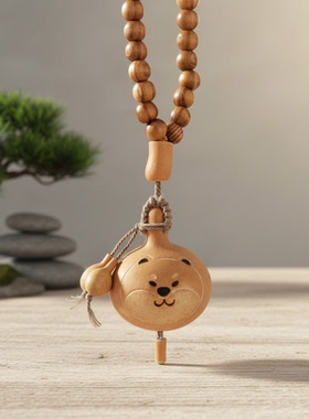 原创小猫天然葫芦手工烙画项链