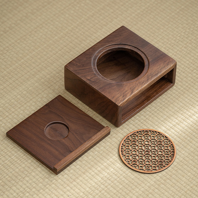 复古胡桃木蜡烛温茶炉套装