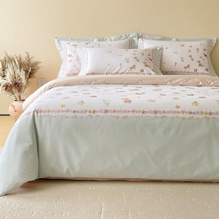 日系森系小碎花纯棉四件套长绒棉100支柔软透气全棉被套床品套件