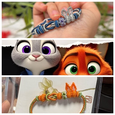 手工编织疯狂动物城手绳兔朱迪狐尼克手链可穿珠成品DIY情侣礼物