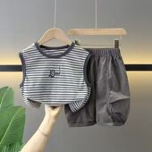 无袖 男童夏装 儿童休闲背心宝宝帅气酷帅夏季 2025新款 两件套潮 套装