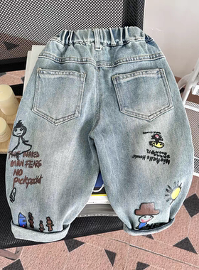 宝宝牛仔裤春秋长裤可开档男童棉软牛仔裤子儿童宽松大pp裤女童