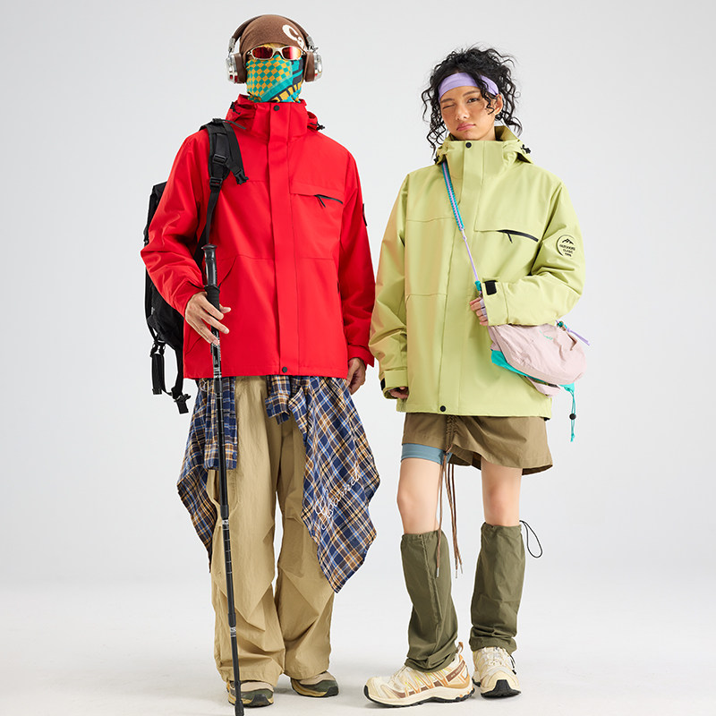 2025新款秋冬情侣冲锋衣两件套羽绒防风透气登山服加厚保暖