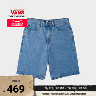 Vans范斯官方 男子纯棉梭织短裤灰蓝色舒适休闲牛仔裤