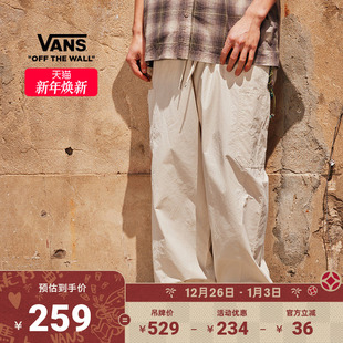 风 休闲宽松工装 Vans范斯官方 男女情侣燕麦色梭织长裤