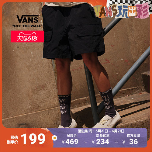Vans范斯官方女子梭织短裤黑色