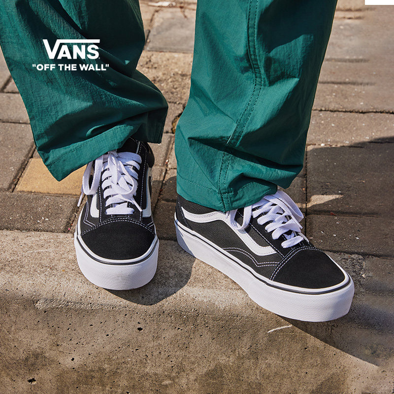 Vans范斯官方 Old Skool Platform酷感黑厚底