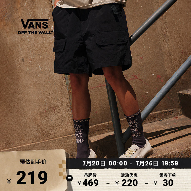 Vans范斯官方 女子梭织短裤黑色户外运动休闲