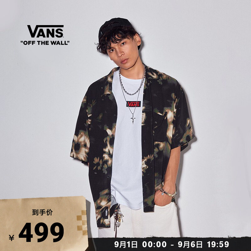 Vans范斯官方男女短袖衬衫黑色图片
