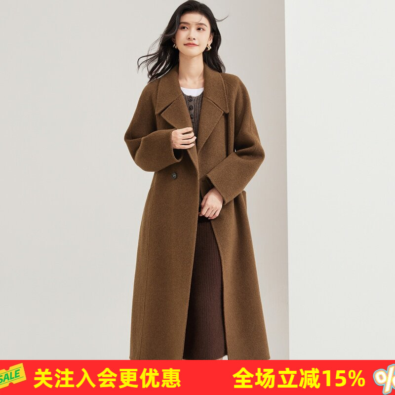 金菊【纯羊毛】100%绵羊毛双面呢西装领开衫外套女春秋款通勤时尚