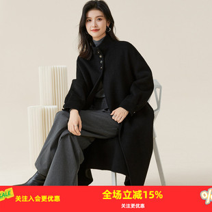 25秋冬新款 金菊 立领双面呢女中长款 韩版 外套 100%绵羊毛大衣