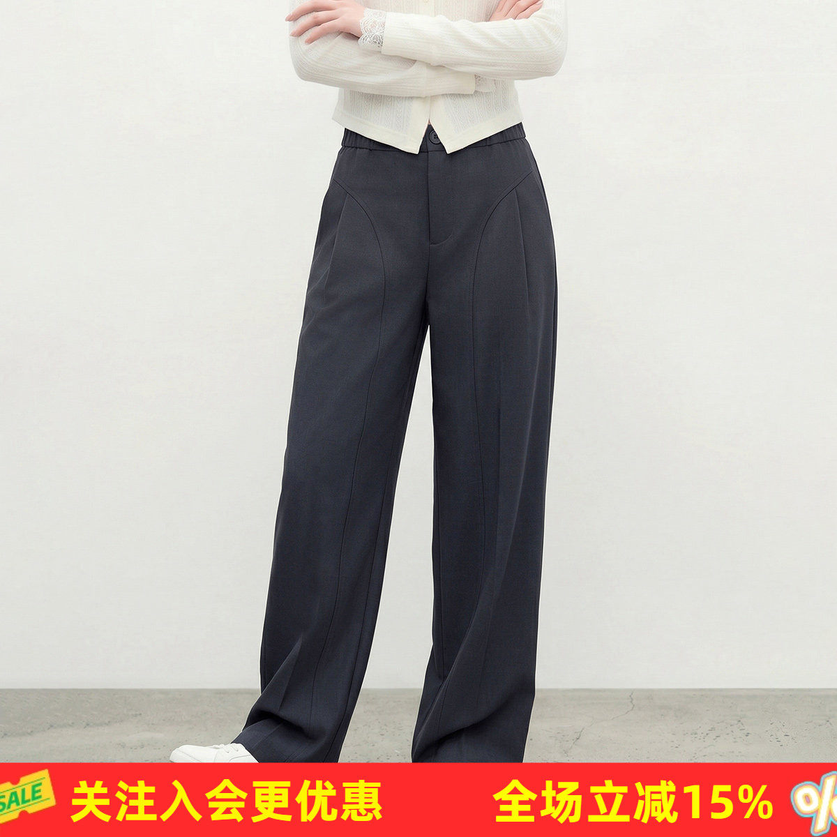 【含亚麻】纯色夏季小清新阔腿裤清凉垂感长裤舒适显瘦休闲裤女