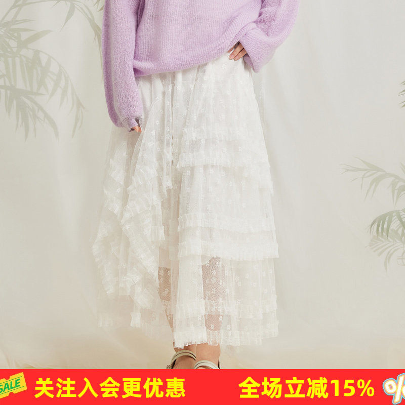 金菊法式重工设计感蕾丝半身裙女2026新款高腰仙女蓬蓬蛋糕半截裙
