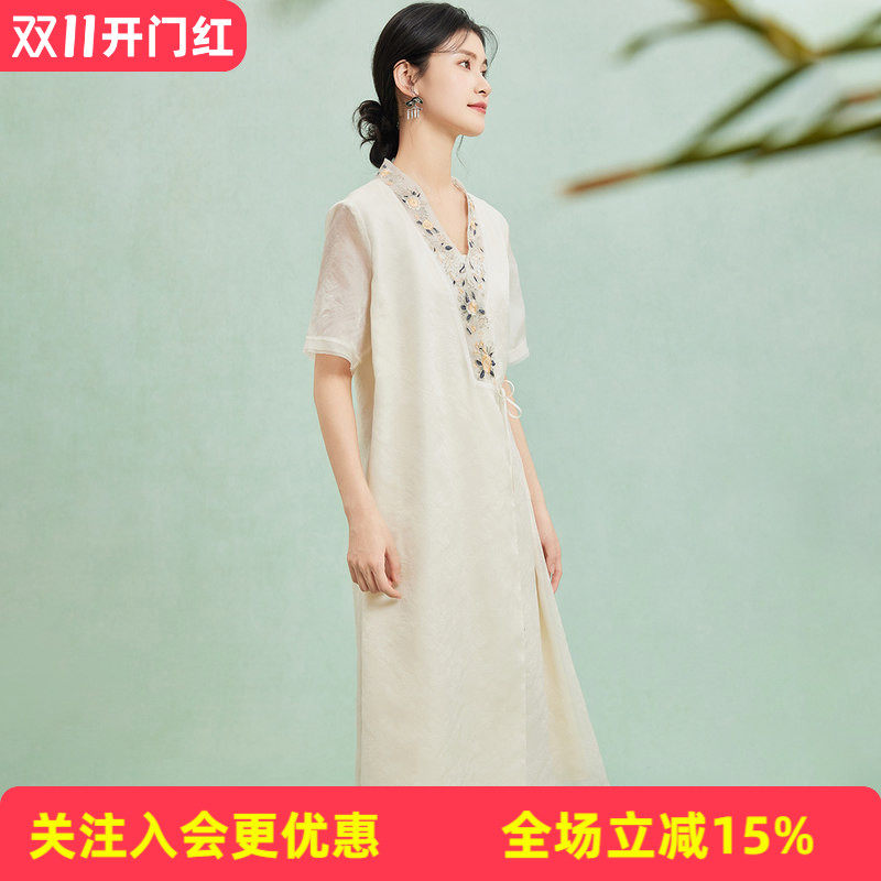 欧根纱【宽松大版】国风设计感26年夏季新品女式连衣裙透气舒适