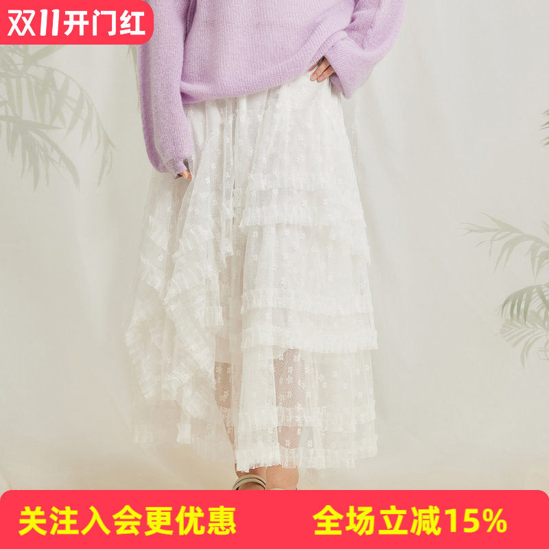 金菊法式重工设计感蕾丝半身裙女2026新款高腰仙女蓬蓬蛋糕半截裙