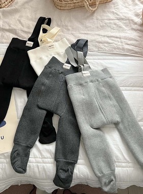 ins韩版婴幼儿袜子加绒背带连裤袜男女宝宝加厚打底举重裤秋冬季