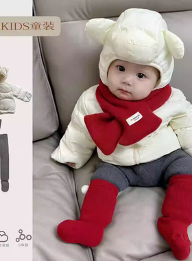 婴儿羽绒服白鸭绒可爱熊耳朵轻羽绒冬季男女童宝宝防风外出服外套
